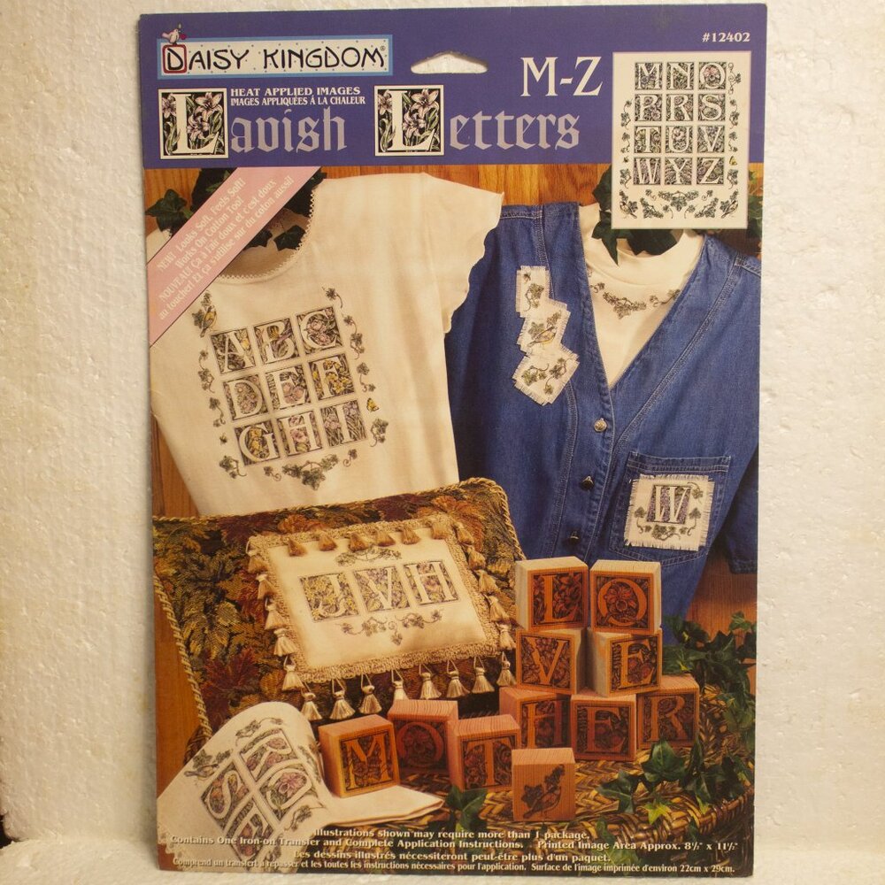 Vintage Daisy Kingdom Iron On Transfer #12402 Lavish Letters M-Z Foral Ivy